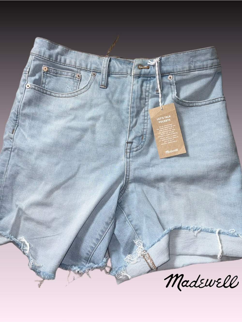 Madewell  high rise Washed Light Blue Denim Cutoff Shorts 29 w
